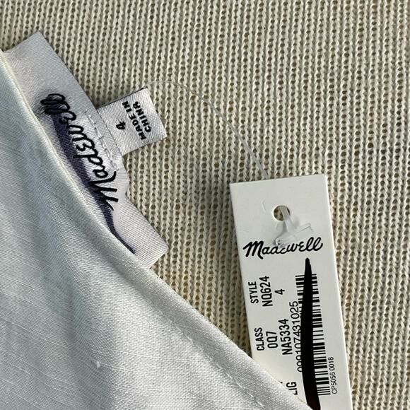 Madewell One-Shoulder Linen Blend Midi Dress in Lighthouse White Size 4 NWT - Picture 10 of 12